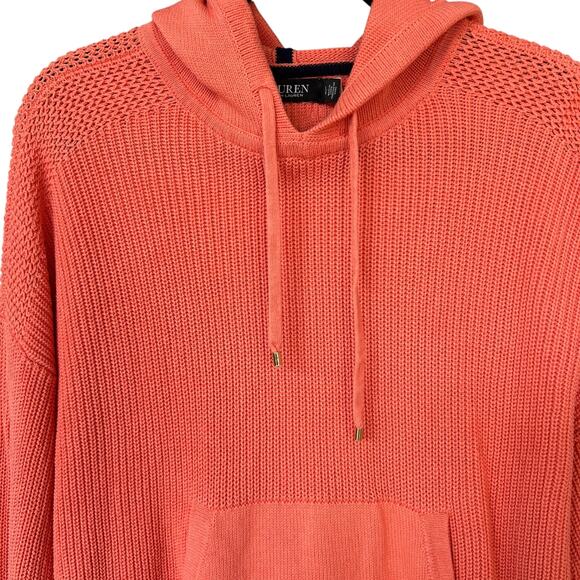 Lauren Ralph Lauren Women's Pink/Peach Combed Cotton Hoodie Sweater Size Large - Picture 4 of 7